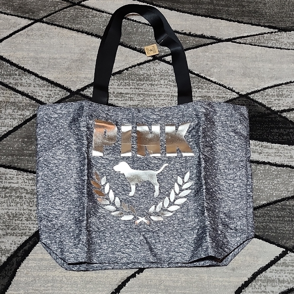VS PINK 2021 HEATHERED GRAY SILVER SHINE DOG FULL-ZIP TOTO BAG